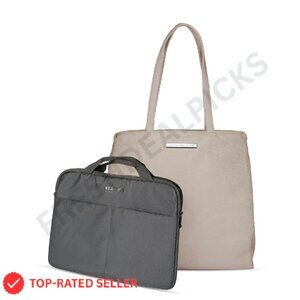 Vegan Leather Laptop Tote Chic Minimal Work Travel Bag Padded Compartment